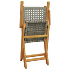 5-tlg. Garten-Essgruppe Grau Poly Rattan und Massivholz