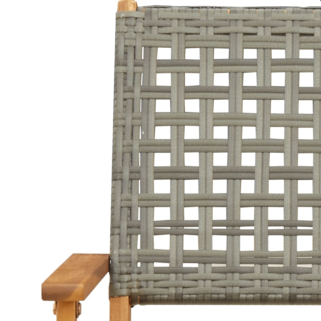 5-tlg. Garten-Essgruppe Grau Poly Rattan und Massivholz