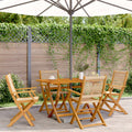 5-tlg. Garten-Essgruppe Polypropylen und Massivholz Beige