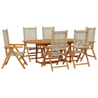 7-tlg. Garten-Essgruppe Poly Rattan und Massivholz Beige