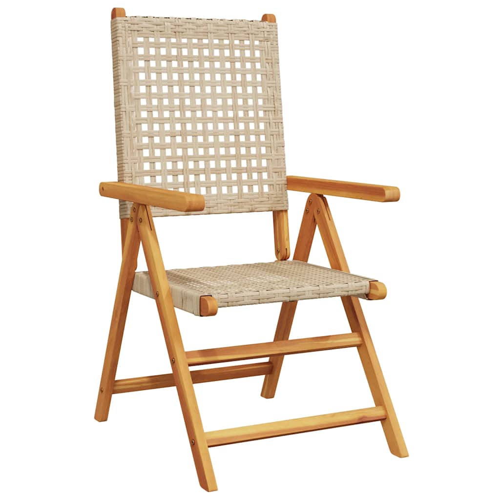 7-tlg. Garten-Essgruppe Poly Rattan und Massivholz Beige