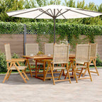 7-tlg. Garten-Essgruppe Poly Rattan und Massivholz Beige