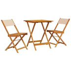3-tlg. Bistro-Set Beige Stoff und Massivholz