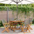 5-tlg. Garten-Essgruppe Grau Poly Rattan und Massivholz
