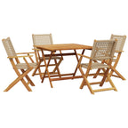 5-tlg. Garten-Essgruppe Beige Poly Rattan und Massivholz