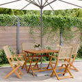 5-tlg. Garten-Essgruppe Beige Poly Rattan und Massivholz