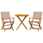 3-tlg. Bistro-Set Taupe Stoff und Massivholz