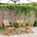 3-tlg. Bistro-Set Beige Poly Rattan und Massivholz