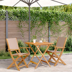 3-tlg. Bistro-Set Taupe Stoff und Massivholz