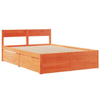 Bett mit Schubladen und Matratze Wachsbraun 120x190 Massivholz