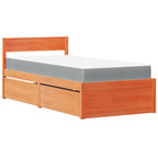 Bett mit Schubladen und Matratze Wachsbraun 90x190 Massivholz