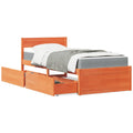 Bett mit Schubladen und Matratze Wachsbraun 90x190 Massivholz