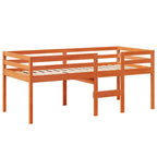 Hochbett mit Dach Wachsbraun 90x190 cm Massivholz Kiefer