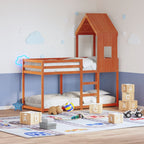 Etagenbett mit Dach Wachsbraun 80x200 cm Massivholz Kiefer