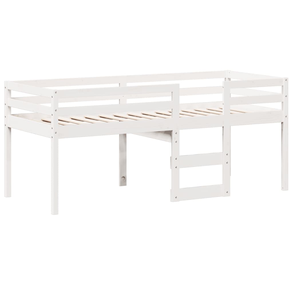 Hochbett mit Dach Weiß 90x190 cm Massivholz Kiefer
