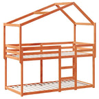 Etagenbett mit Dach Wachsbraun 80x200 cm Massivholz Kiefer