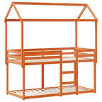 Etagenbett mit Dach Wachsbraun 90x200 cm Massivholz Kiefer