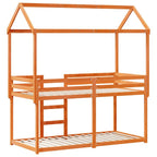 Etagenbett mit Dach Wachsbraun 90x200 cm Massivholz Kiefer