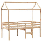 Hochbett mit Dach 90x200 cm Massivholz Kiefer