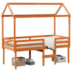 Hochbett mit Dach Wachsbraun 80x200 cm Massivholz Kiefer