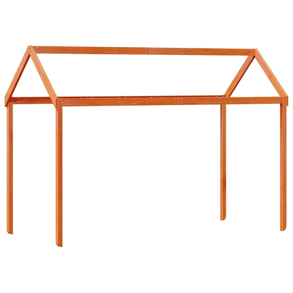 Hochbett mit Dach Wachsbraun 90x190 cm Massivholz Kiefer