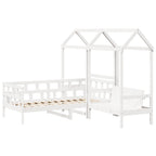 Tagesbett Set mit Dach Weiß 80x200 cm Massivholz Kiefer