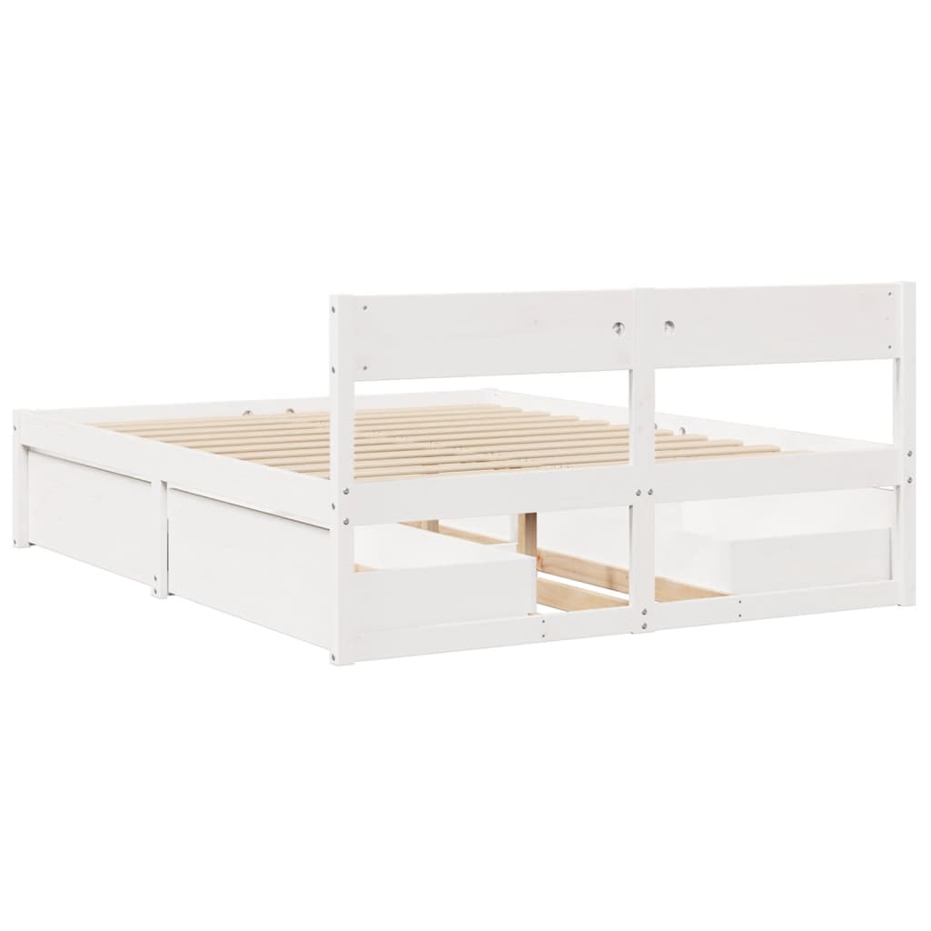 Massivholzbett ohne Matratze Weiß 150x200 cm Kiefernholz