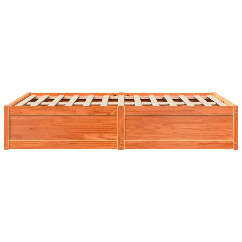 Massivholzbett ohne Matratze Wachsbraun 135x190 cm Kiefernholz