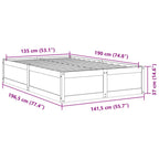 Massivholzbett ohne Matratze Wachsbraun 135x190 cm Kiefernholz