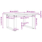 Couchtisch O-Gestell 60x60x40cm Massivholz Kiefer und Stahl