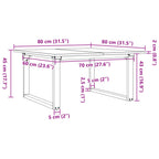 Couchtisch O-Gestell 80x80x45cm Massivholz Kiefer und Stahl