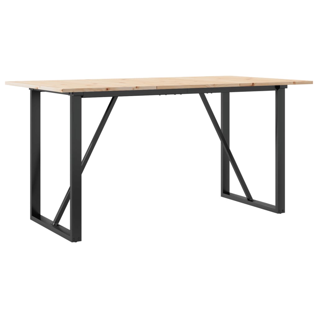 Esstisch O-Gestell 140x80x75 cm Massivholz Kiefer und Stahl