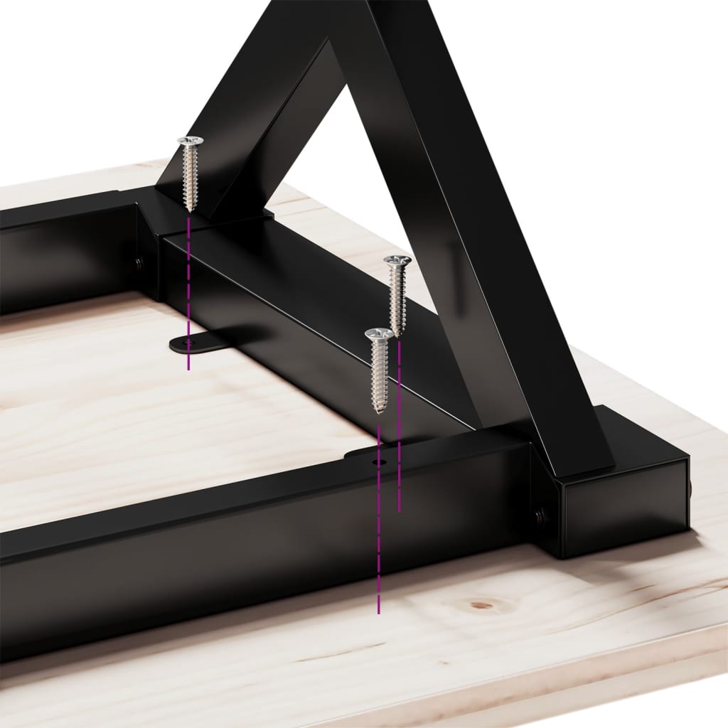 Couchtisch X-Gestell 60x60x40cm Massivholz Kiefer und Stahl