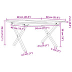 Couchtisch X-Gestell 60x60x40cm Massivholz Kiefer und Stahl