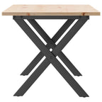 Couchtisch X-Gestell 90x40x45cm Massivholz Kiefer und Stahl