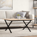 Couchtisch X-Gestell 90x90x45cm Massivholz Kiefer und Stahl