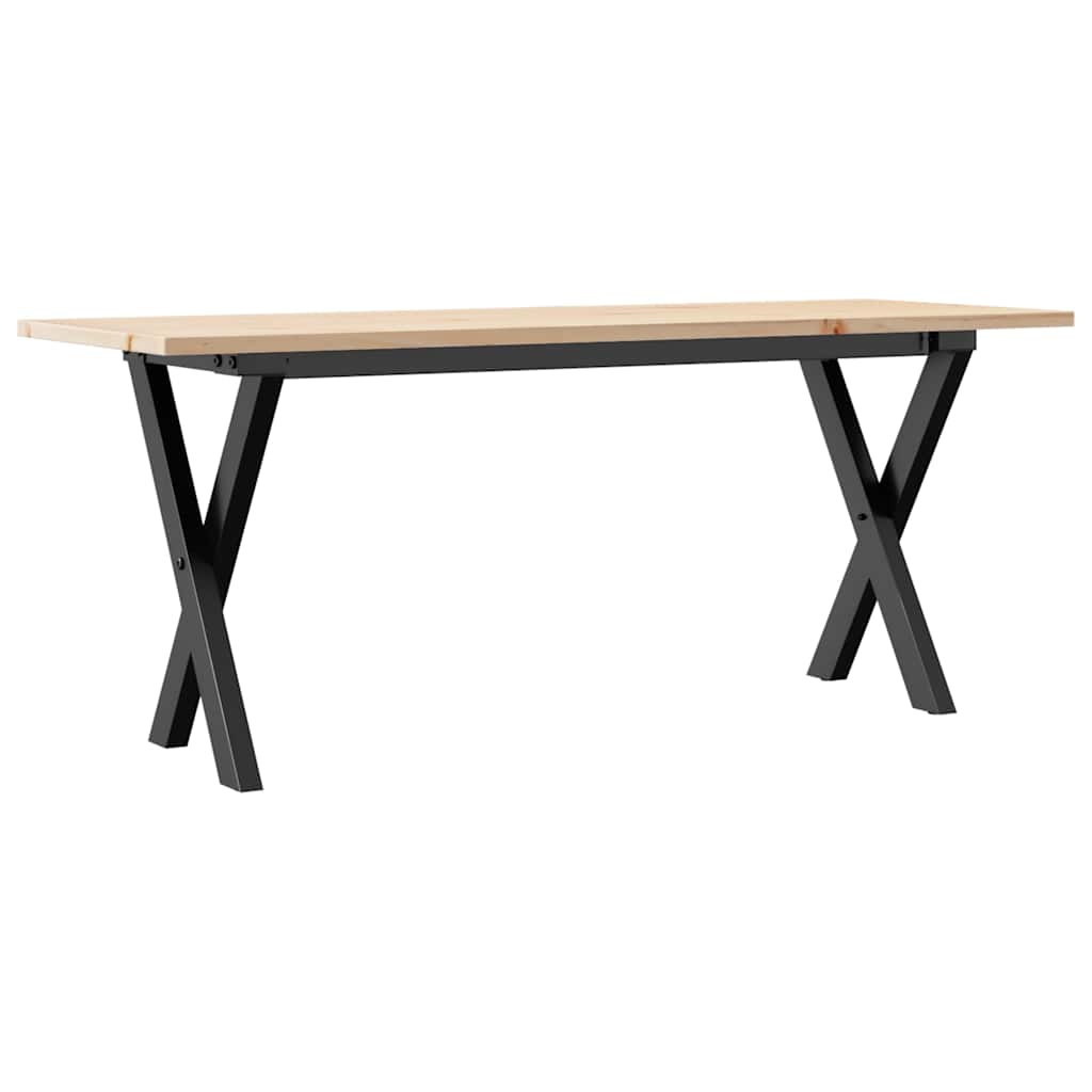 Couchtisch X-Gestell 110x40x45 cm Massivholz Kiefer & Stahl
