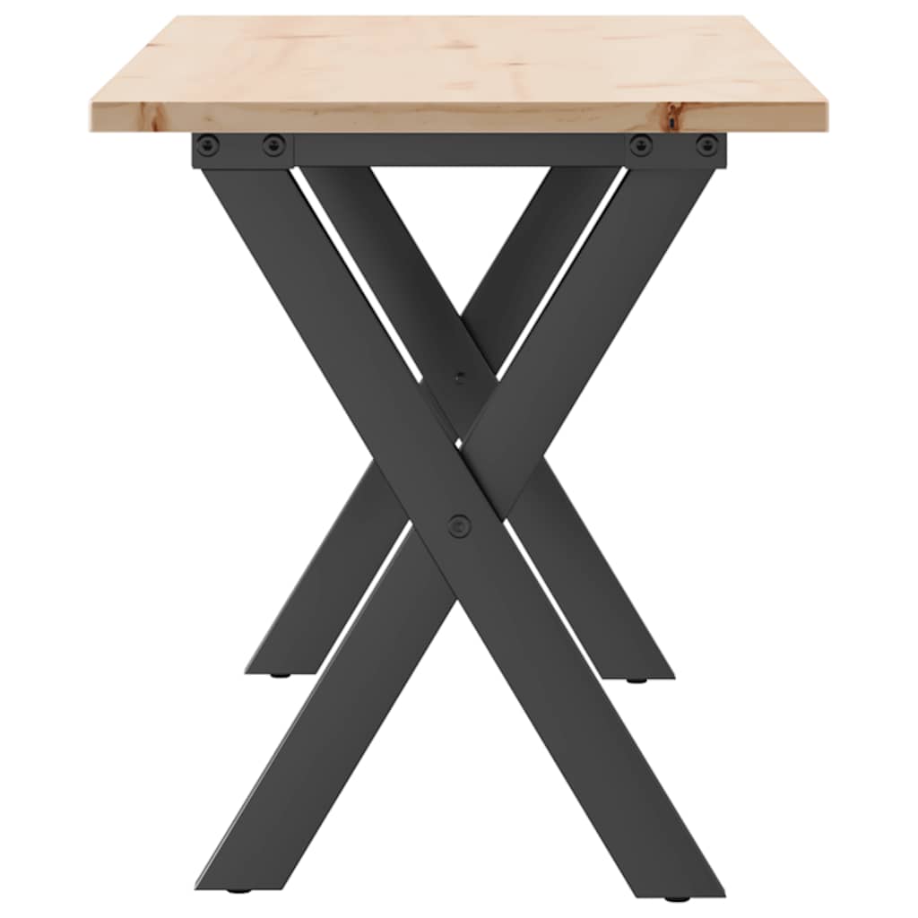 Couchtisch X-Gestell 110x40x45 cm Massivholz Kiefer & Stahl