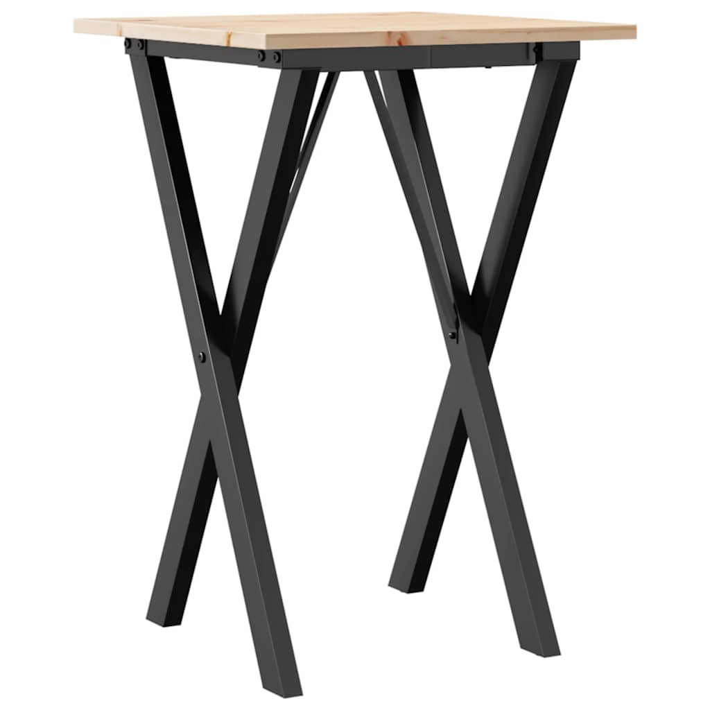 Esstisch X-Gestell 50x50x75 cm Massivholz Kiefer und Stahl