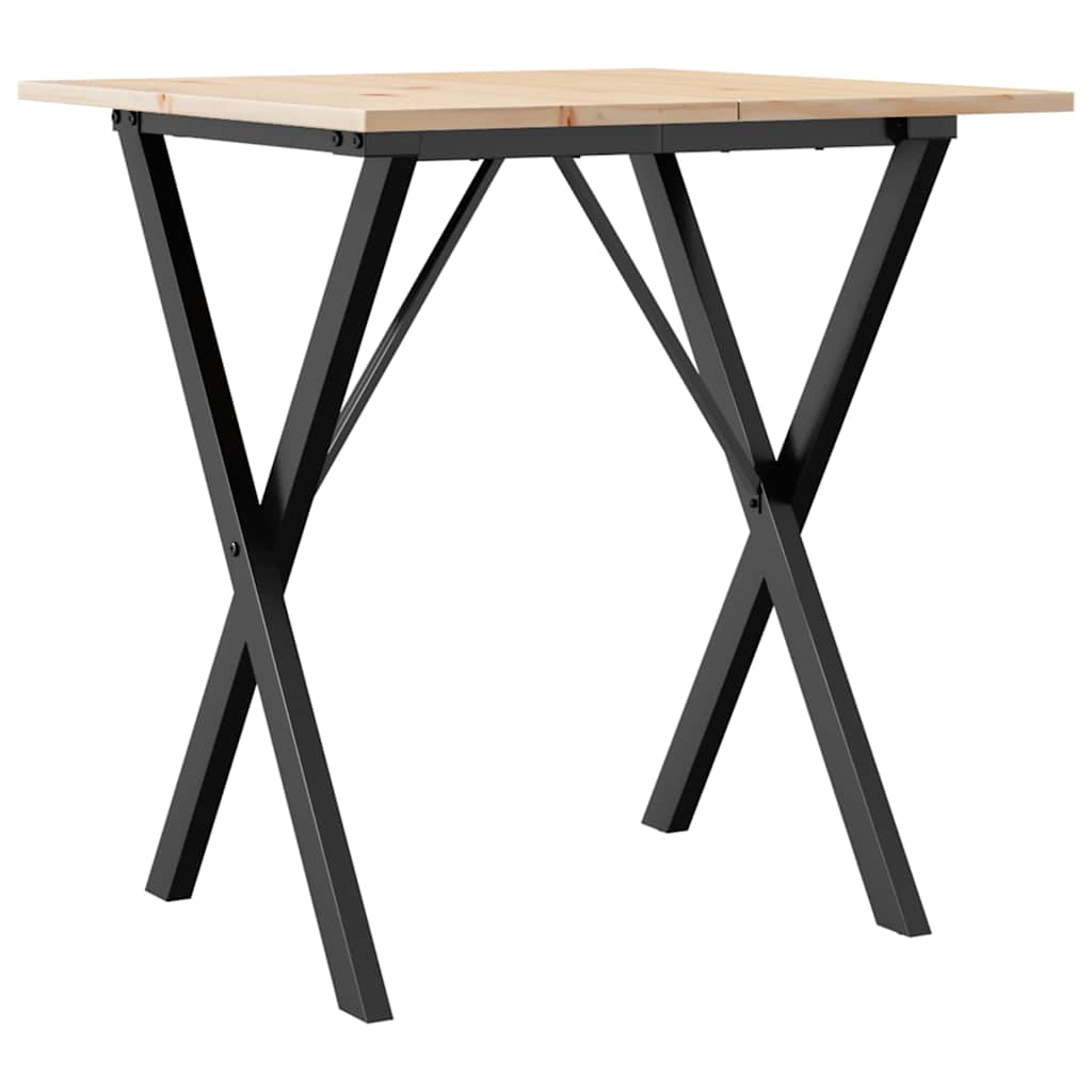 Esstisch X-Gestell 70x70x75 cm Massivholz Kiefer und Stahl