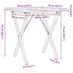 Esstisch X-Gestell 70x70x75 cm Massivholz Kiefer und Stahl