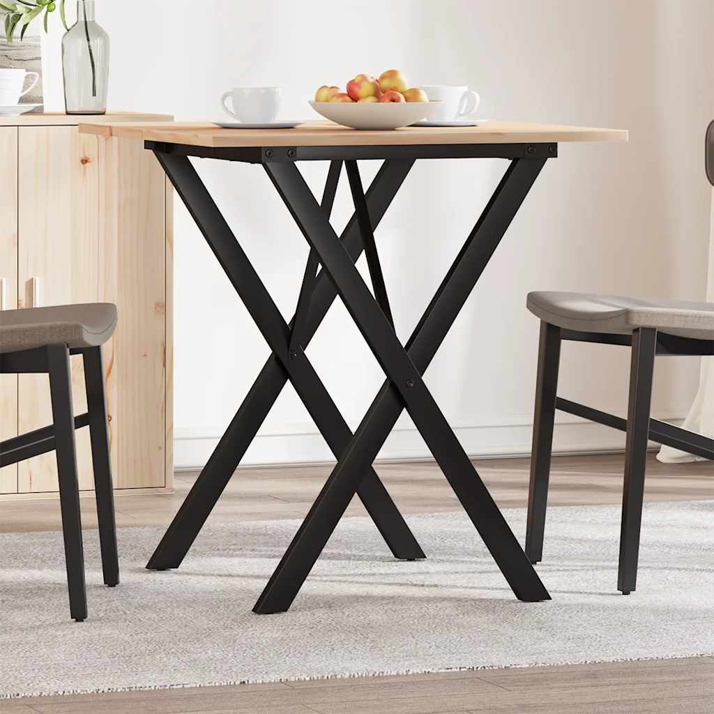 Esstisch X-Gestell 70x70x75 cm Massivholz Kiefer und Stahl