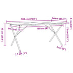 Esstisch X-Gestell 180x90x75 cm Massivholz Kiefer und Stahl