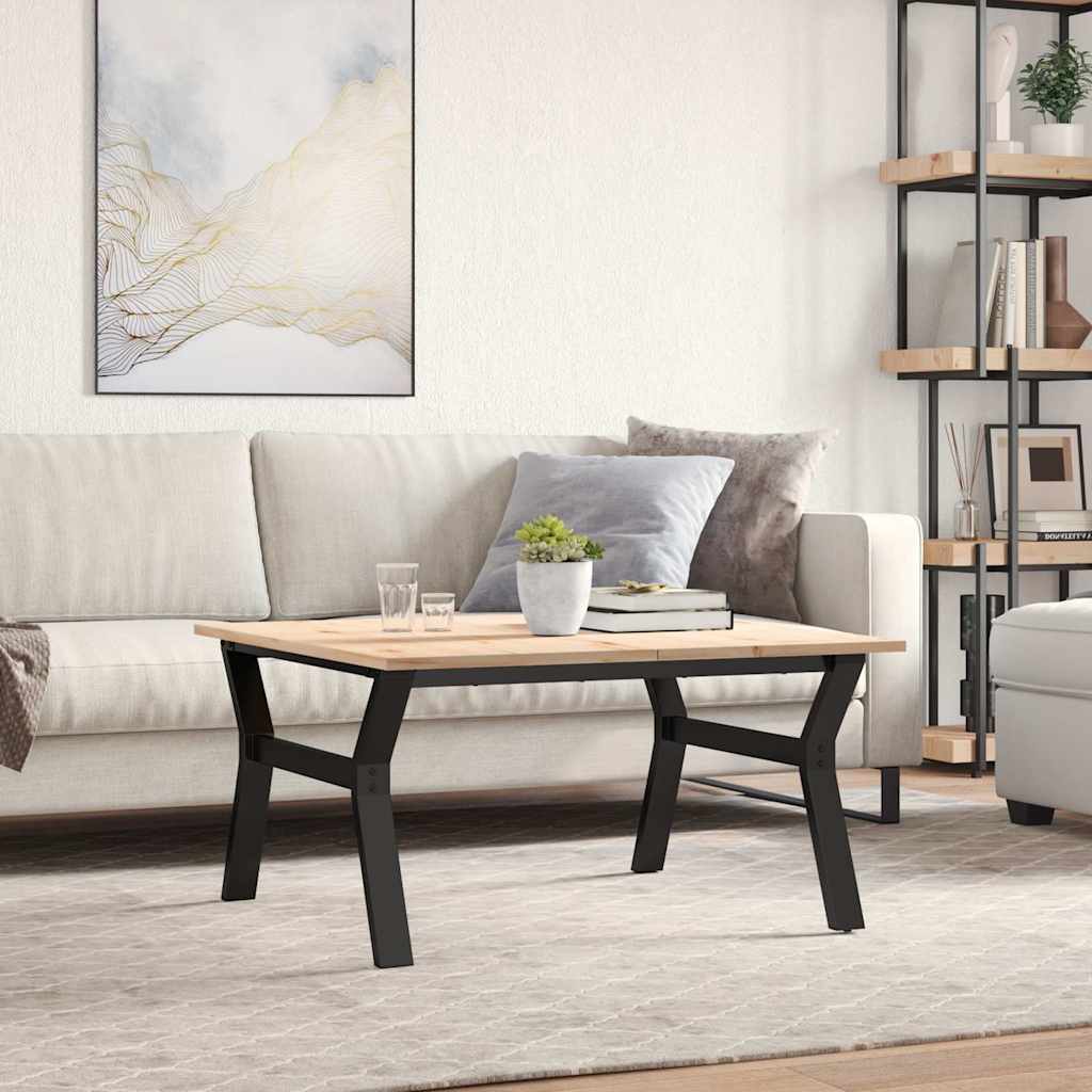 Couchtisch Y-Gestell 90x90x45cm Massivholz Kiefer und Stahl