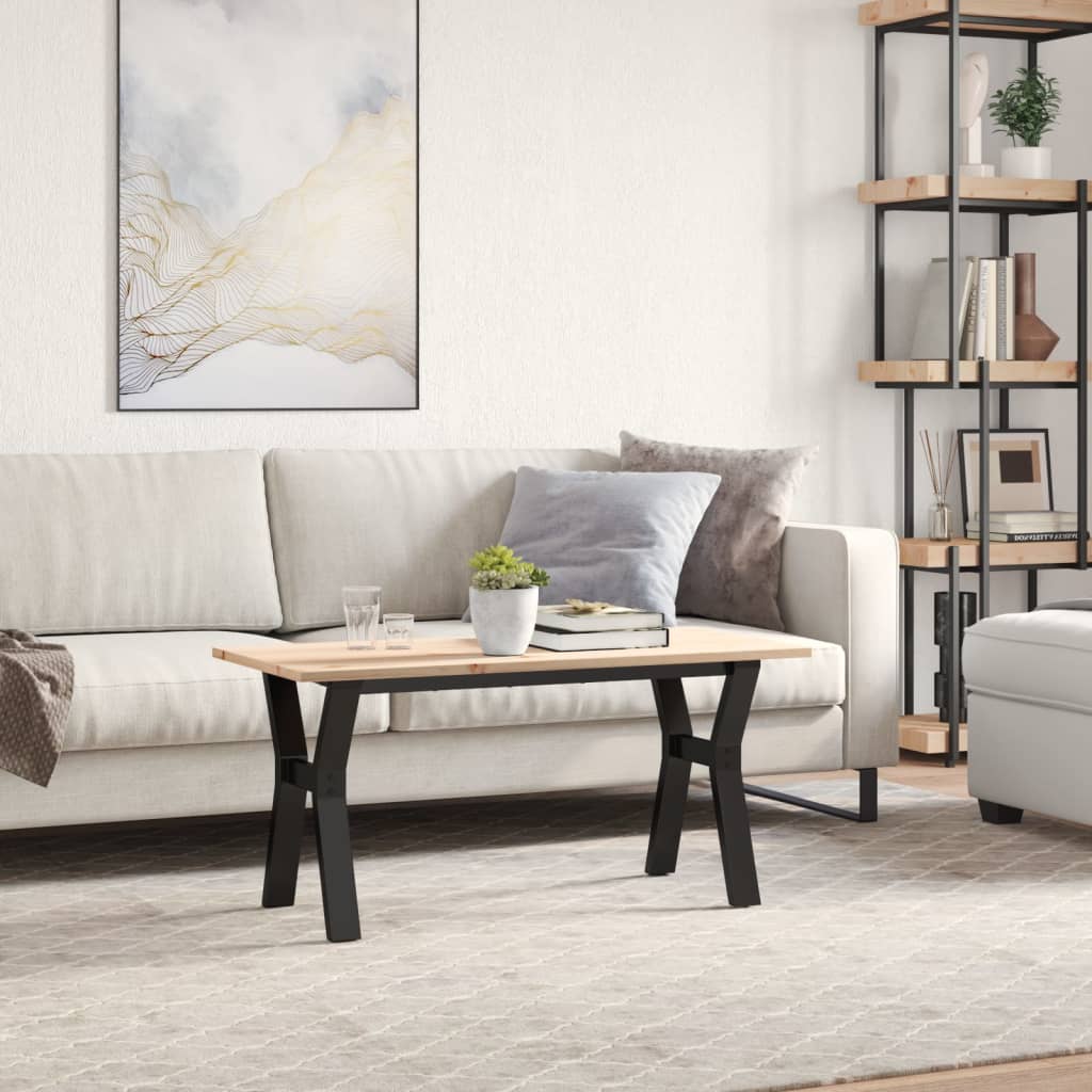 Couchtisch Y-Gestell 100x50x45 cm Massivholz Kiefer & Stahl