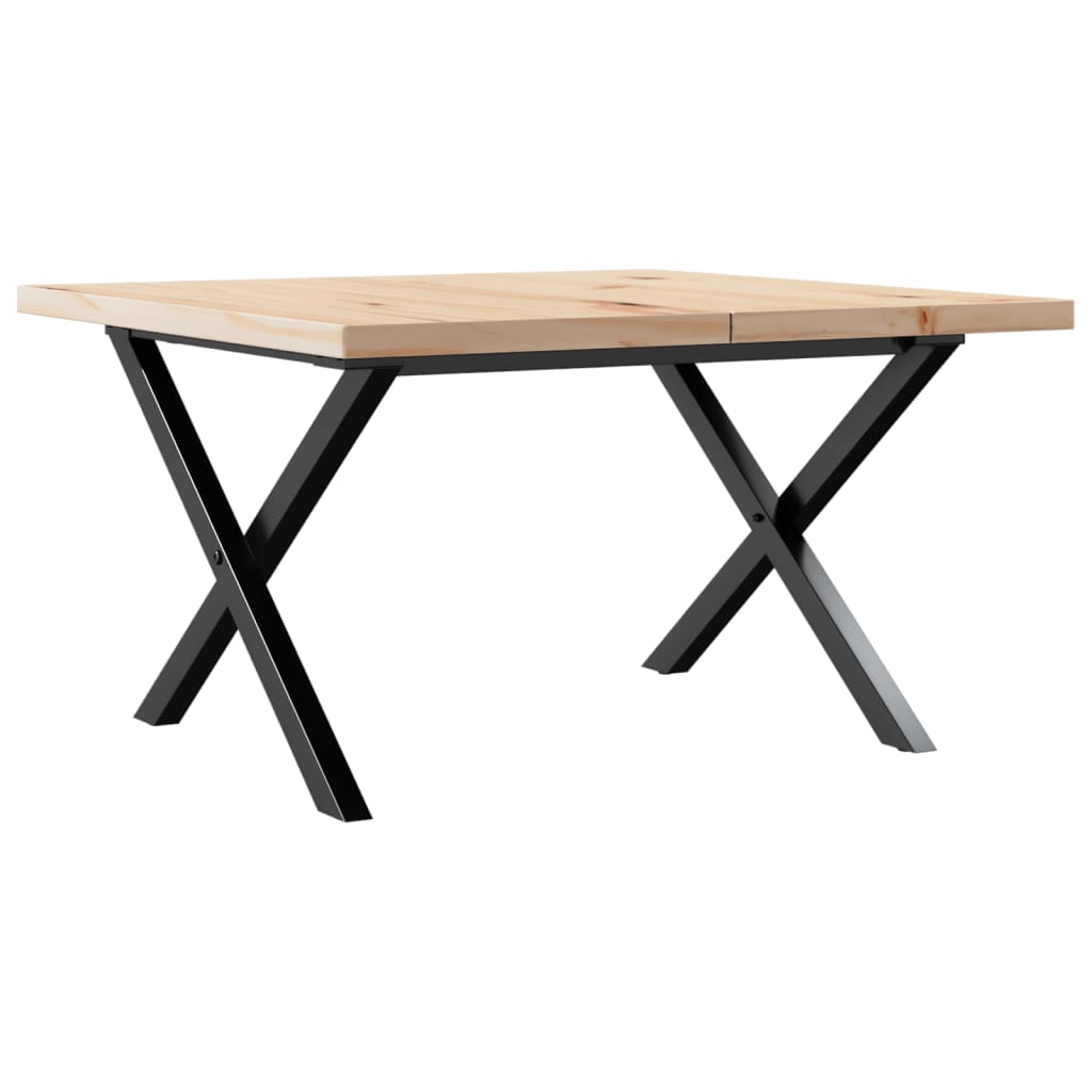Couchtisch X-Gestell 60x60x40,5cm Massivholz Kiefer & Stahl