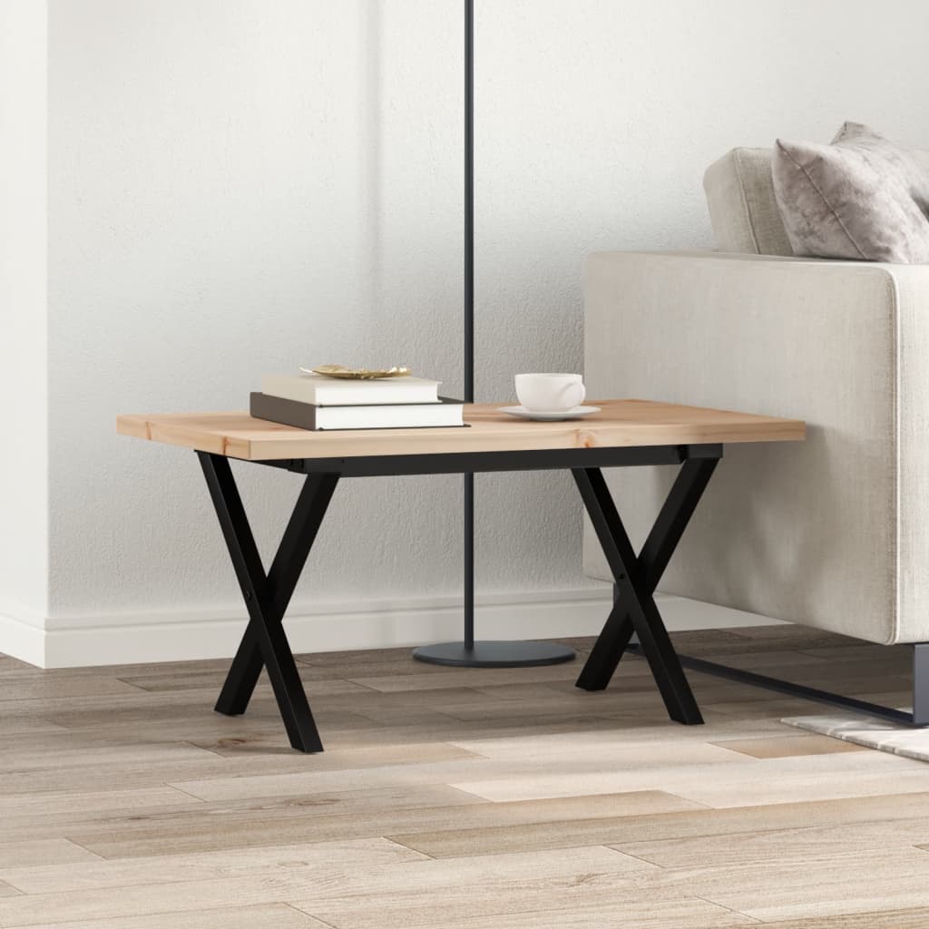 Couchtisch X-Gestell 80x50x40,5cm Massivholz Kiefer & Stahl