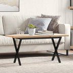 Couchtisch X-Gestell 90x40x45,5cm Massivholz Kiefer & Stahl