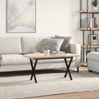 Couchtisch X-Gestell 100x50x45,5 cm Massivholz Kiefer Stahl