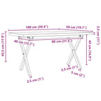 Couchtisch X-Gestell 100x50x45,5 cm Massivholz Kiefer Stahl
